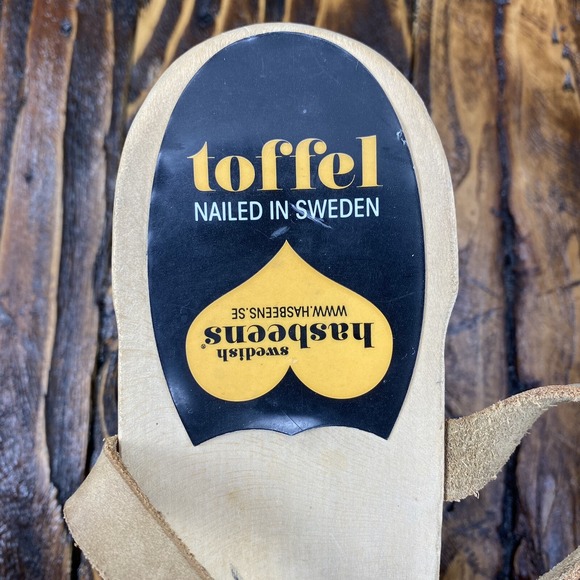 Swedish Hasbeens Toffel Women Strappy Ankle-Strap Sandal Tan Learher Sz 39 /US 8 - Picture 7 of 8